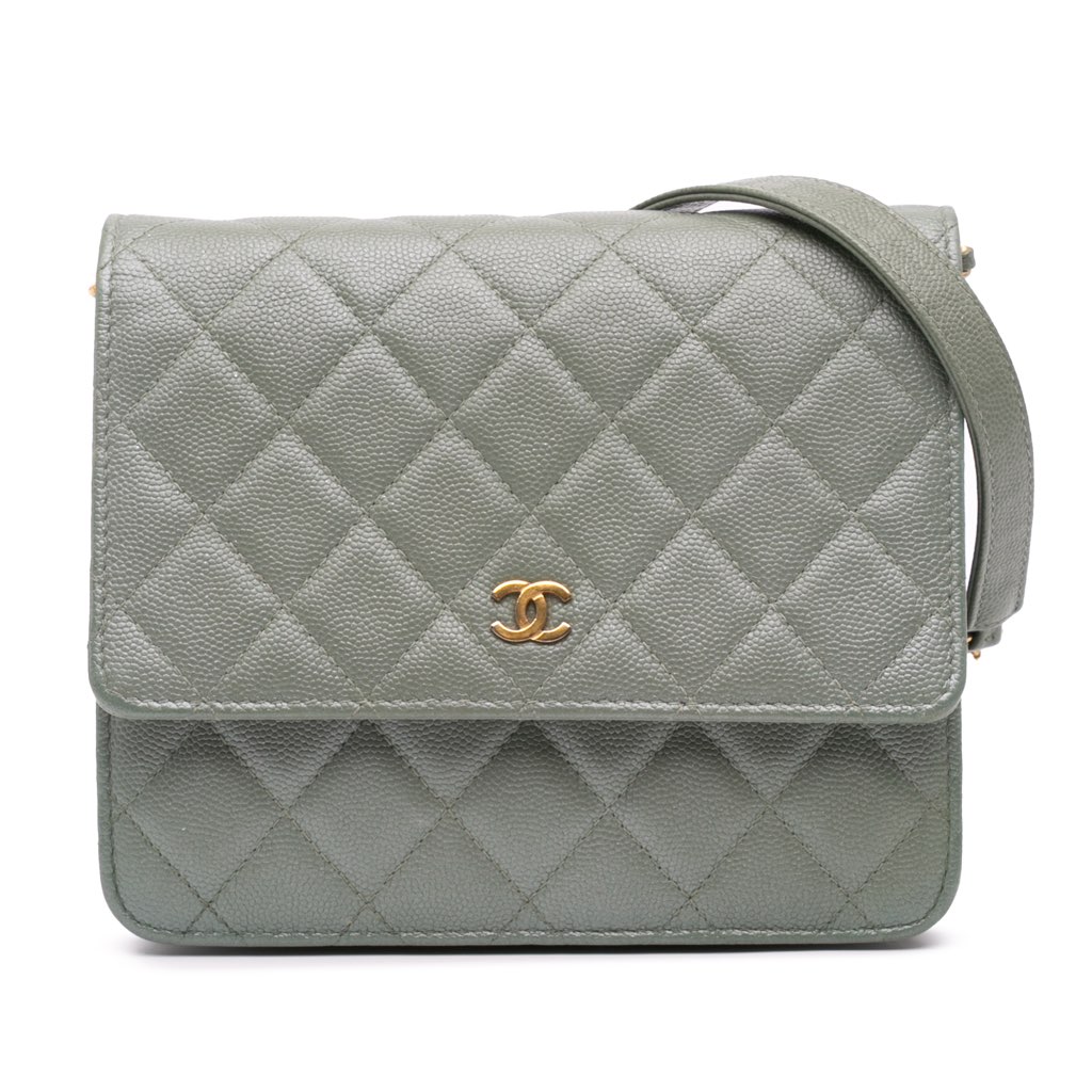 Chanel Quilted Caviar Square Wallet on Chain