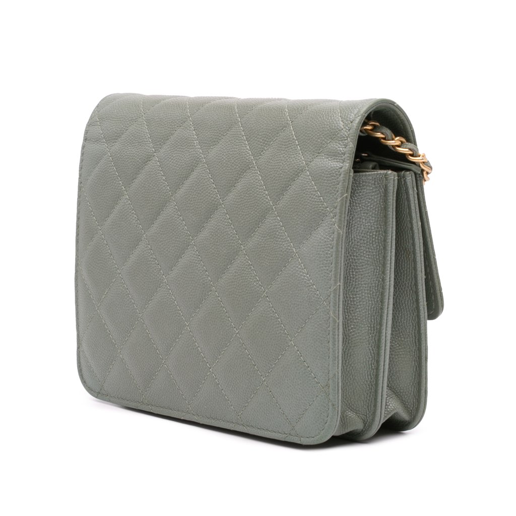 Chanel Quilted Caviar Square Wallet on Chain - Back view