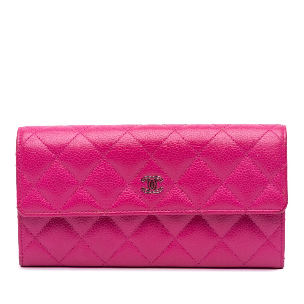Chanel CC Quilted Caviar Long Wallet