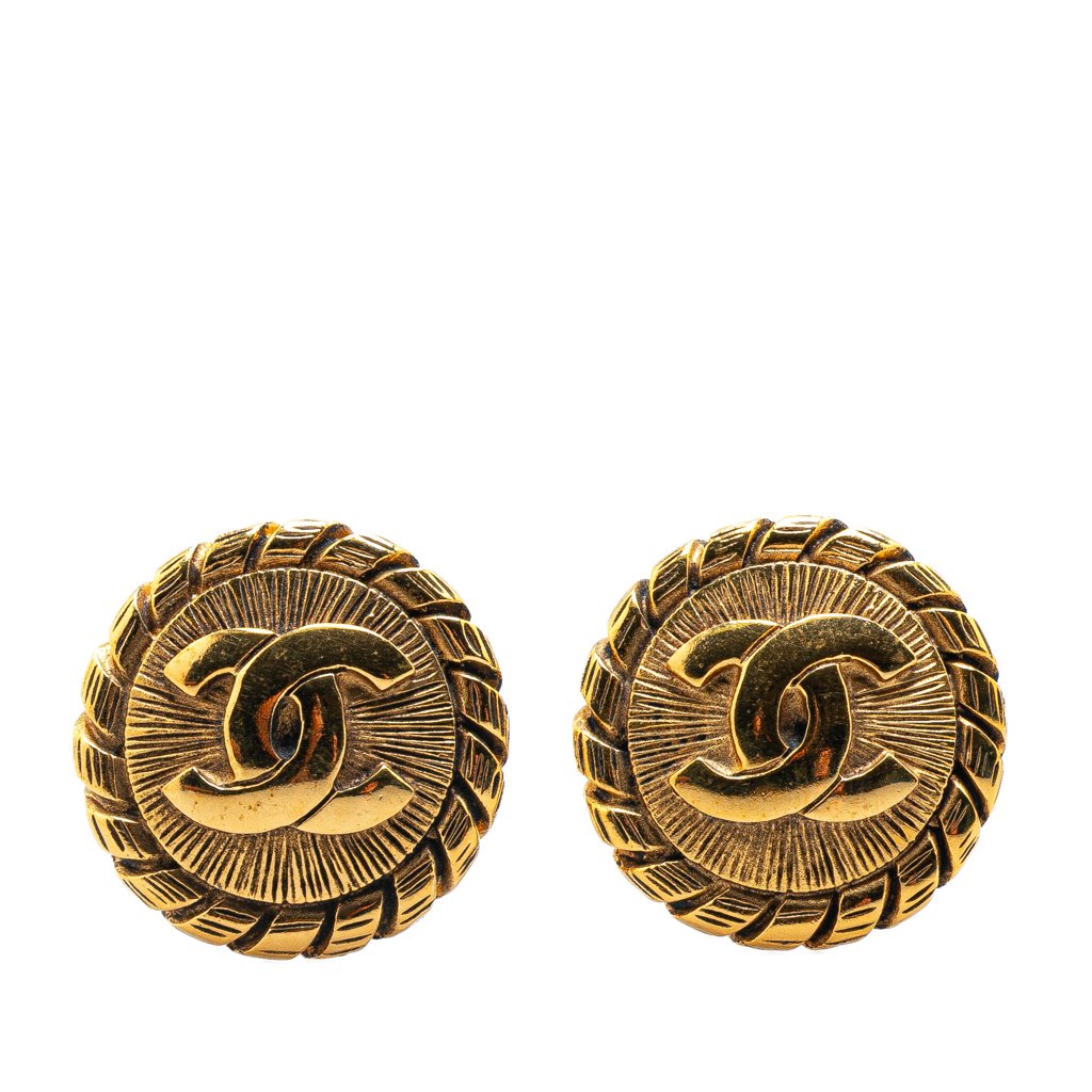 Chanel Gold Plated CC Clip On Earrings