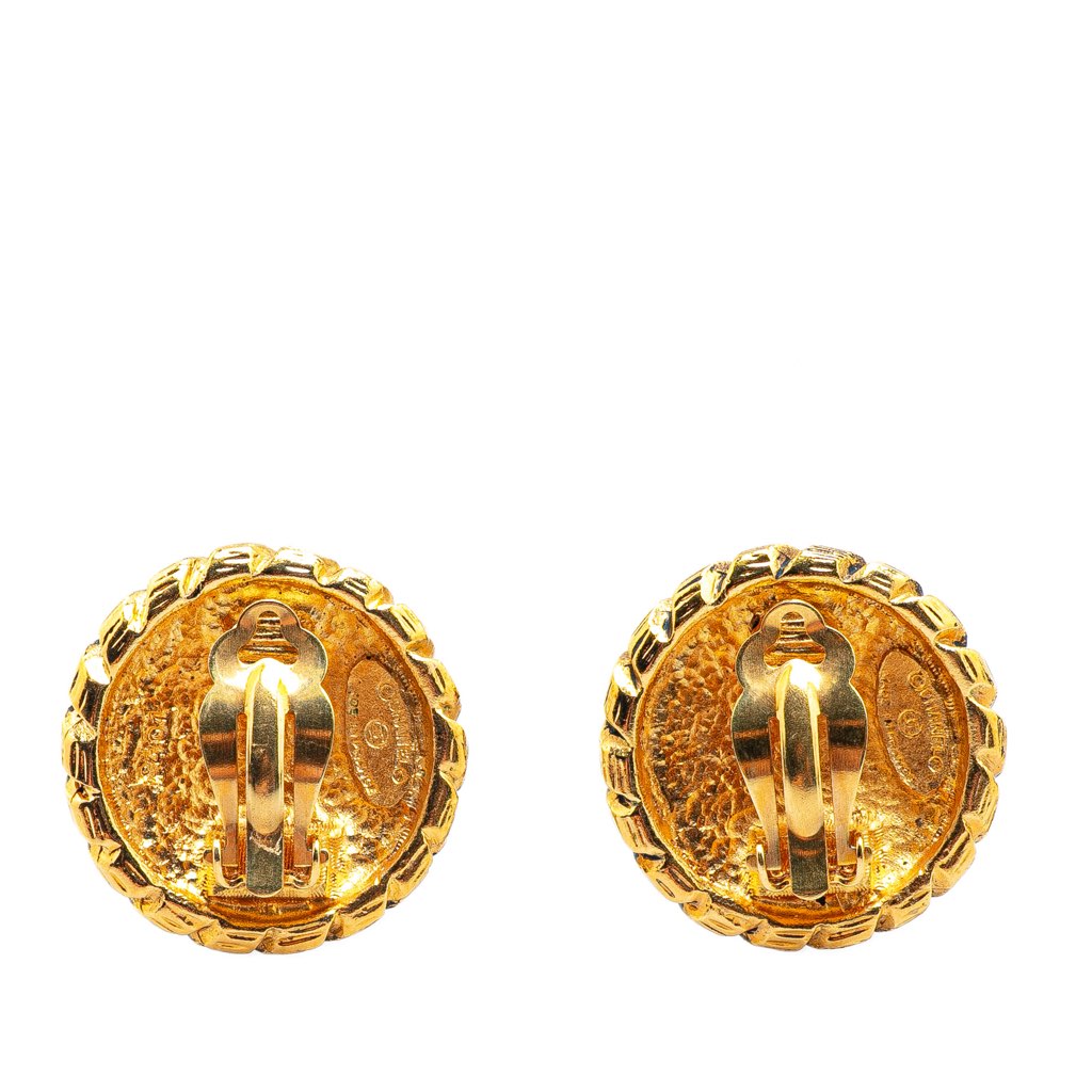 Chanel Gold Plated CC Clip On Earrings - Back view