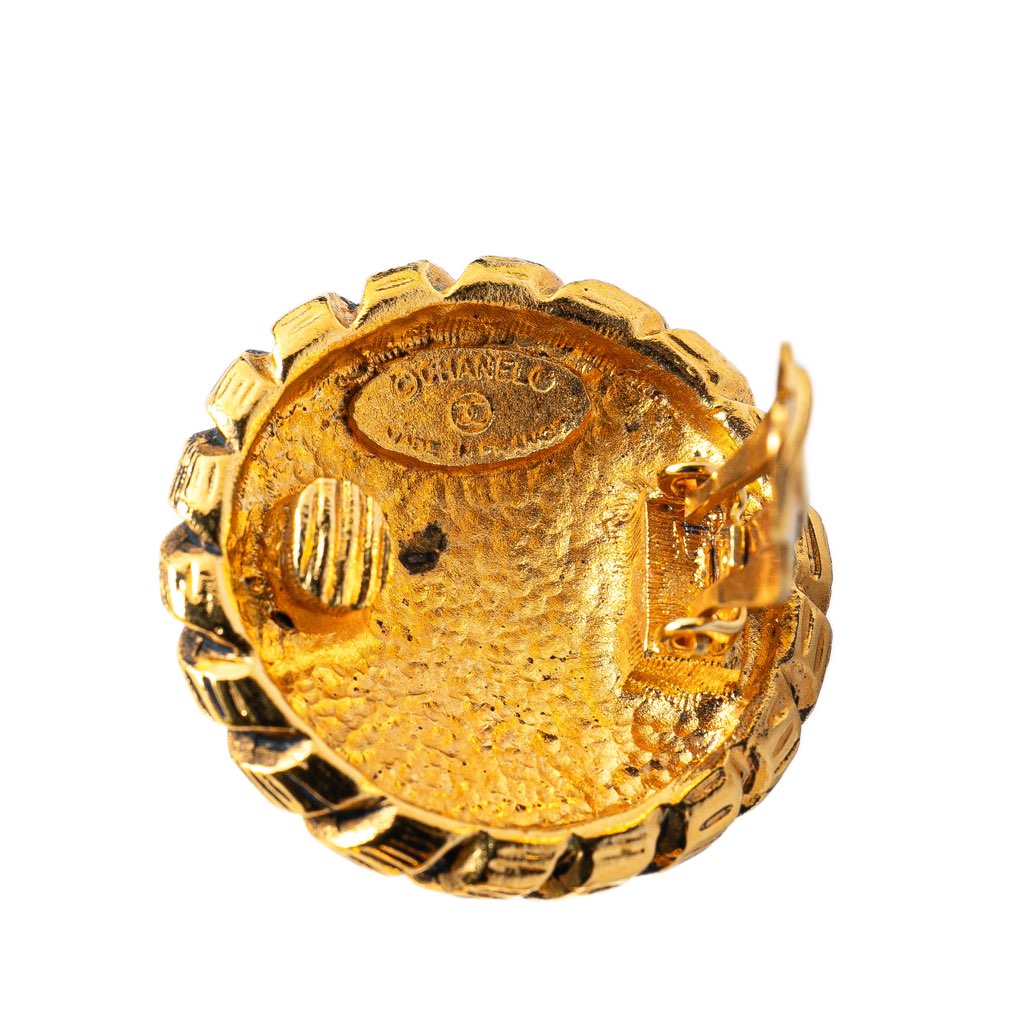 Chanel Gold Plated CC Clip On Earrings - Image 6