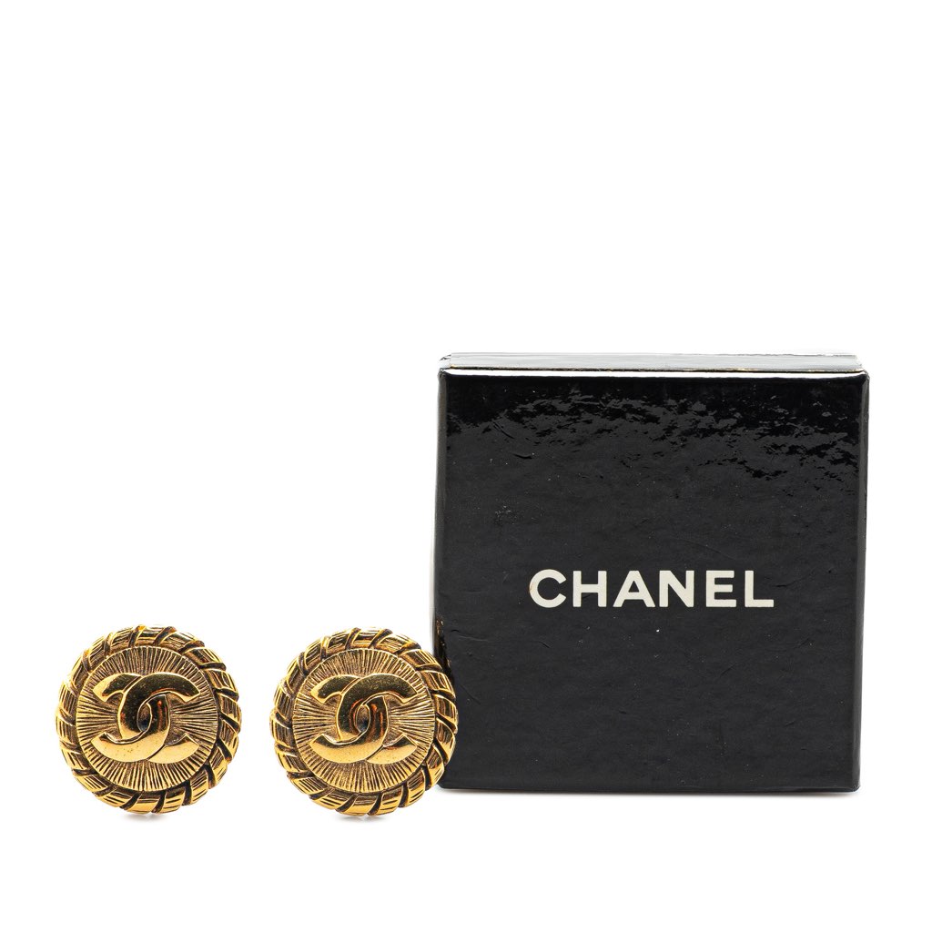 Chanel Gold Plated CC Clip On Earrings - 4