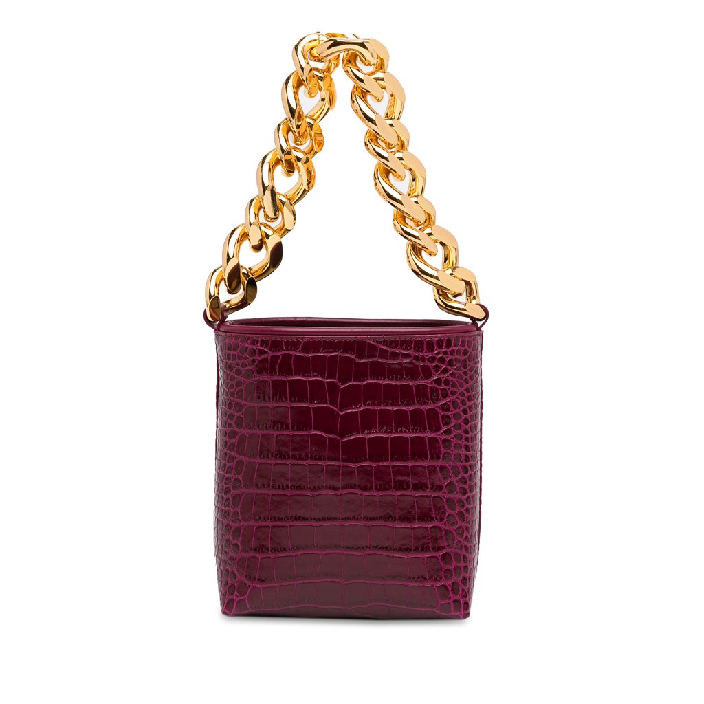 Tom Ford Mini Croc-Embossed Chain Bucket Bag - 3