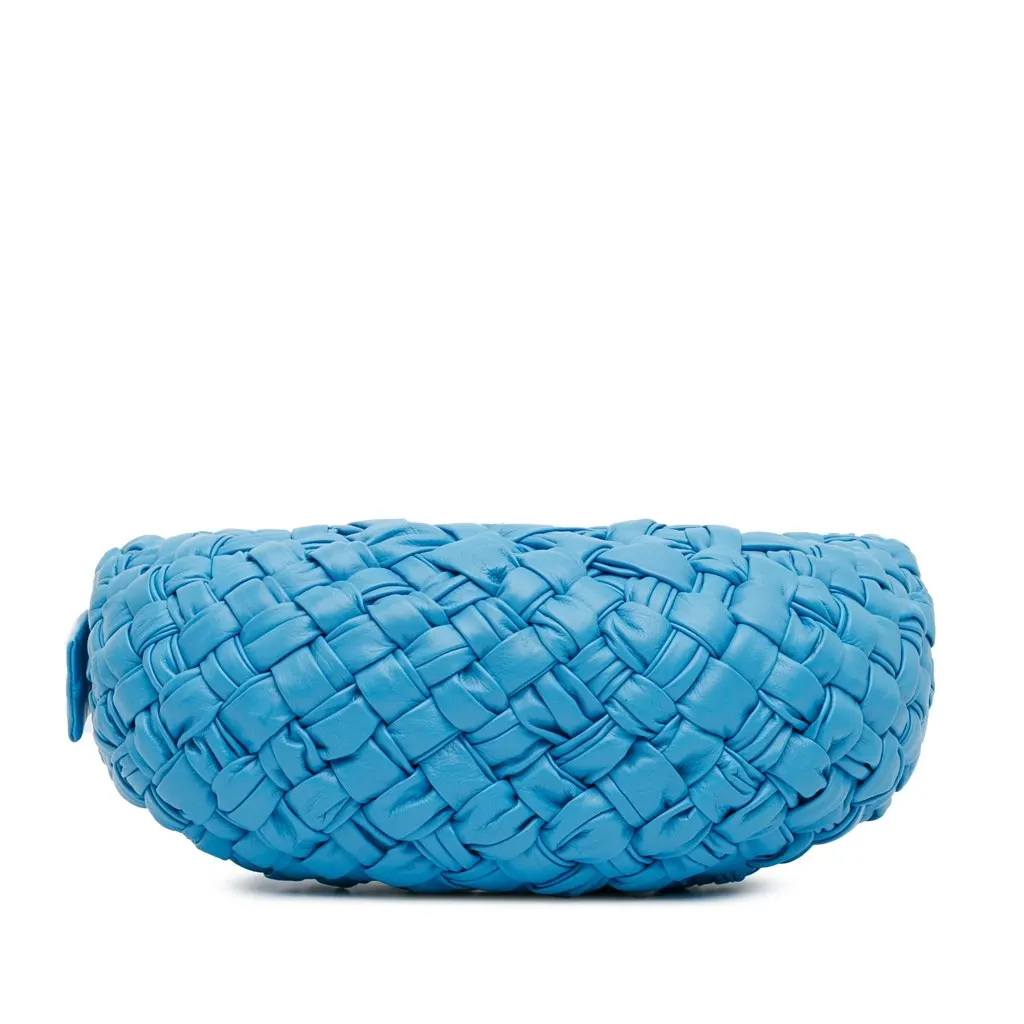 Bottega Veneta Paper Calfskin Intrecciato Banana Hobo Bag Blue Leather Good - Model View