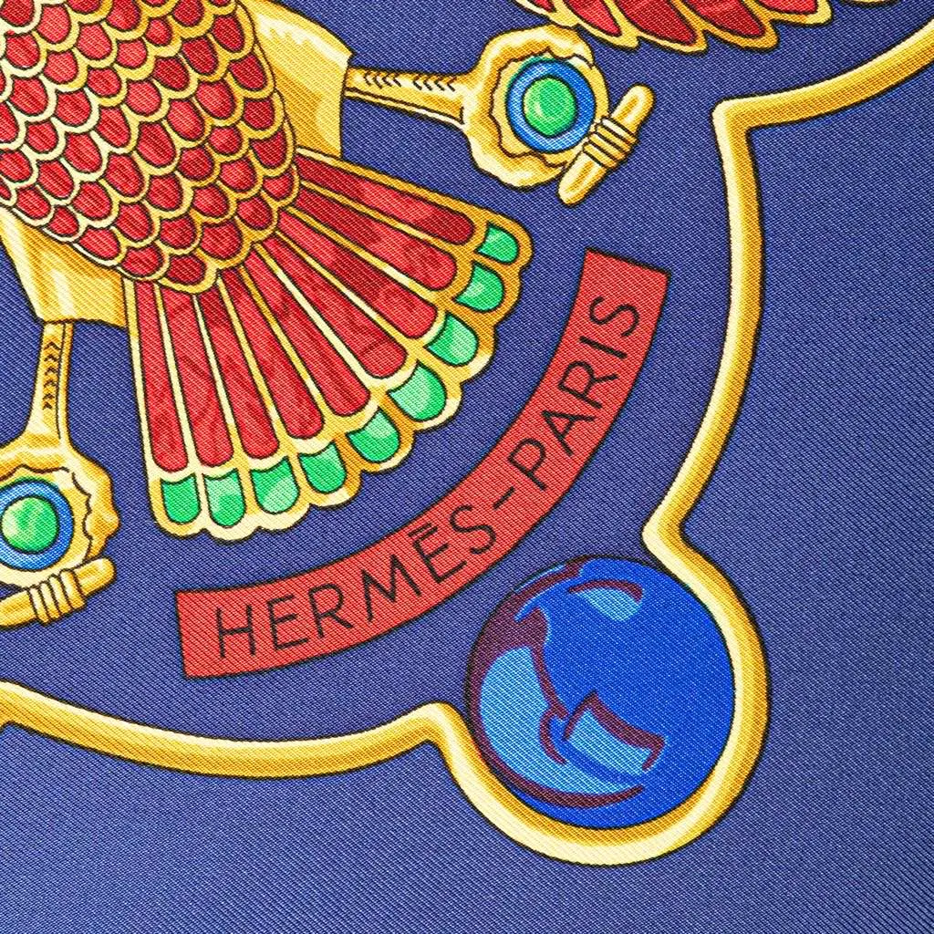 Hermès Scarabees Et Pectoraux Silk Scarf Blue Silk Good - Back View