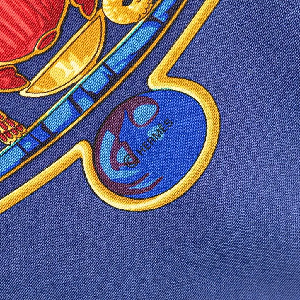 Hermès Scarabees Et Pectoraux Silk Scarf Blue Silk Good - Inside View