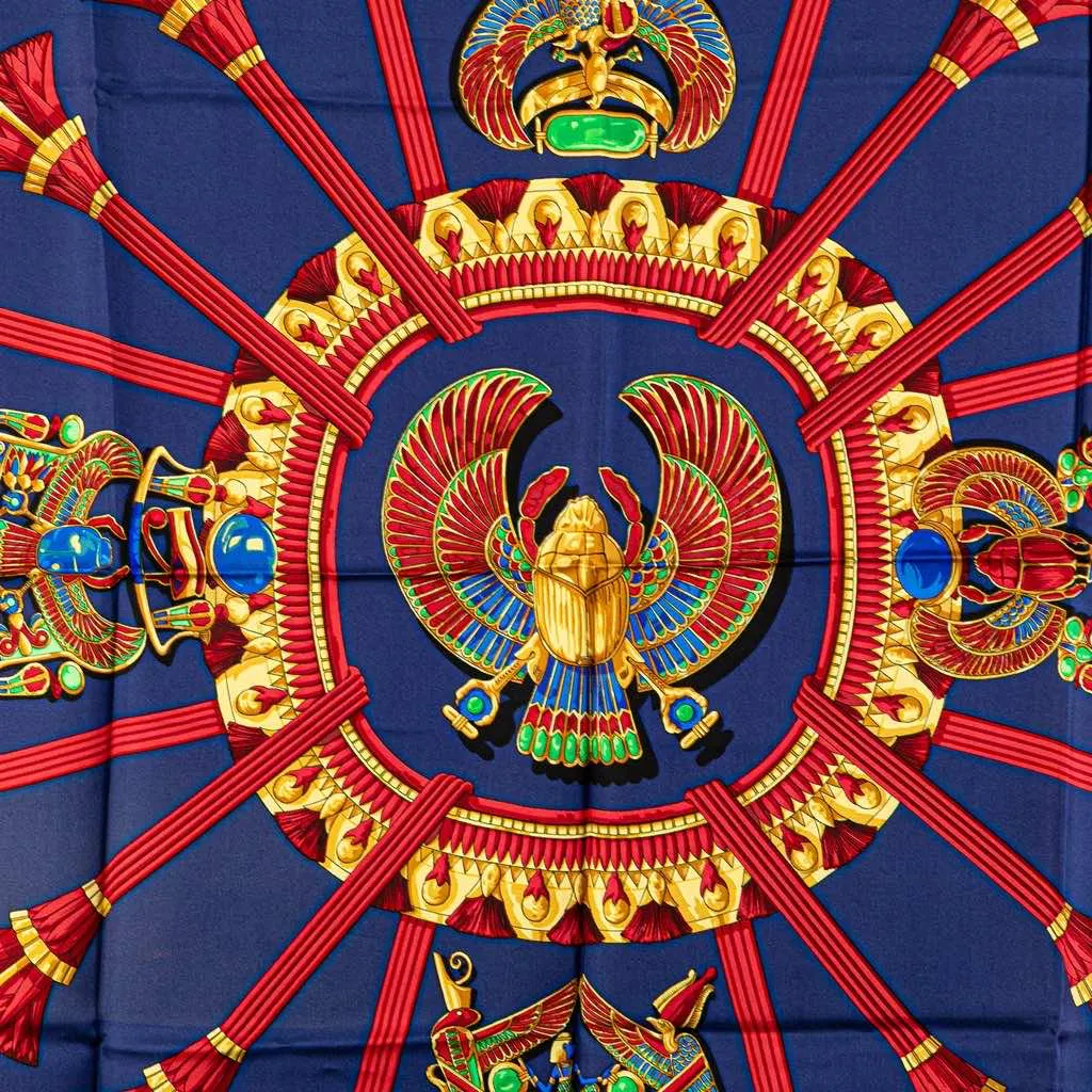 Hermès Scarabees Et Pectoraux Silk Scarf Blue Silk Good - Box View