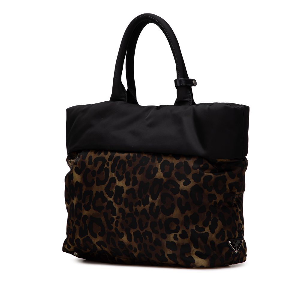 Prada Tessuto Leopard Print Reversible Satchel - Back view