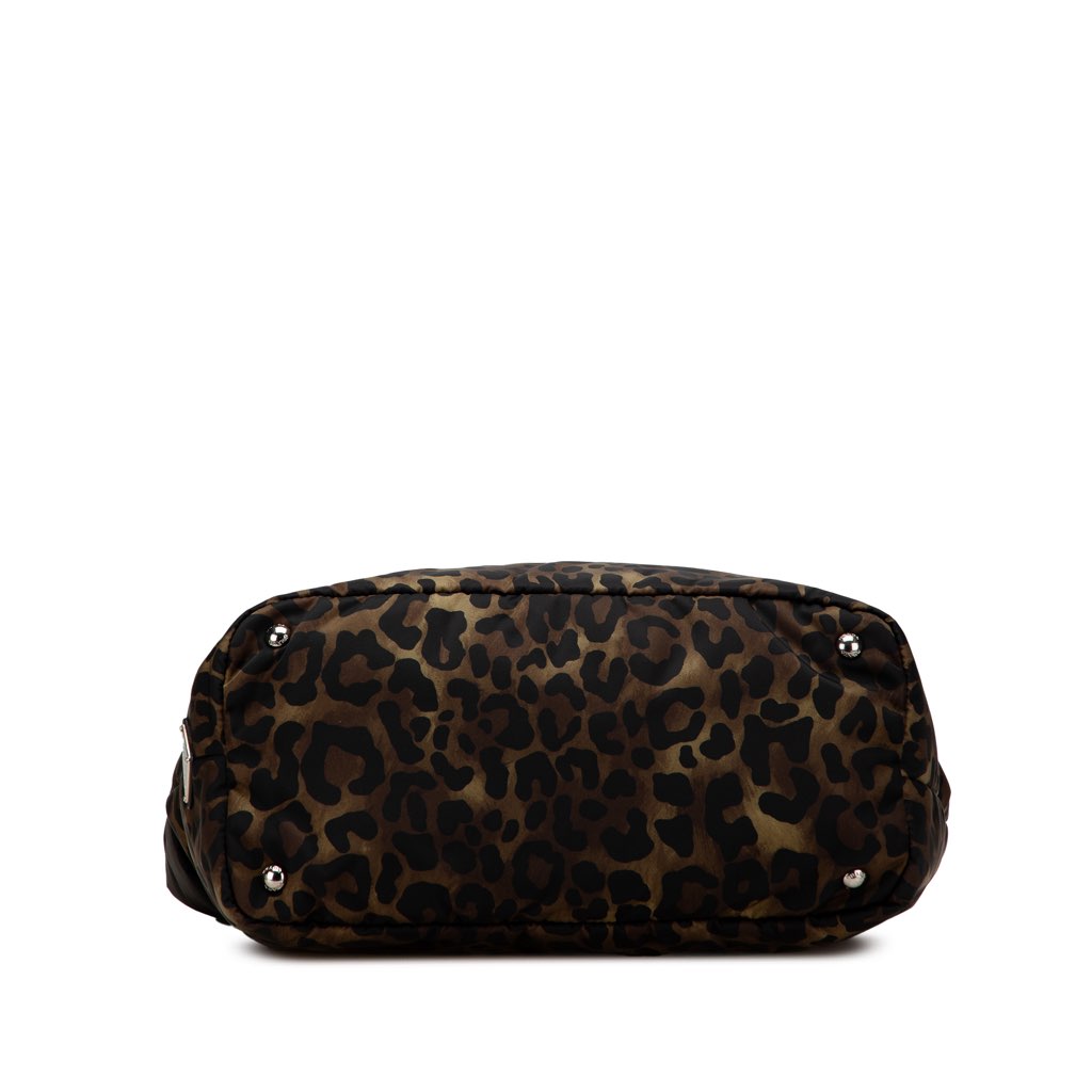Prada Tessuto Leopard Print Reversible Satchel - Image 6
