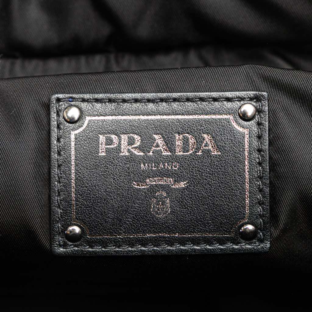 Prada Tessuto Leopard Print Reversible Satchel - Side view