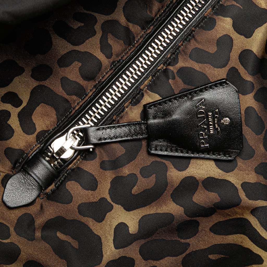 Prada Tessuto Leopard Print Reversible Satchel - Image 12