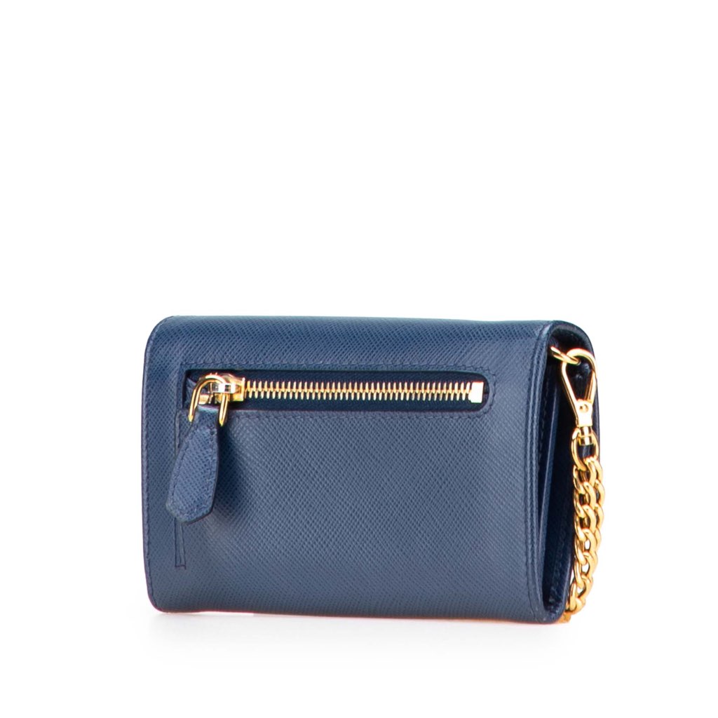 Prada Saffiano Card Holder on Chain - Back view
