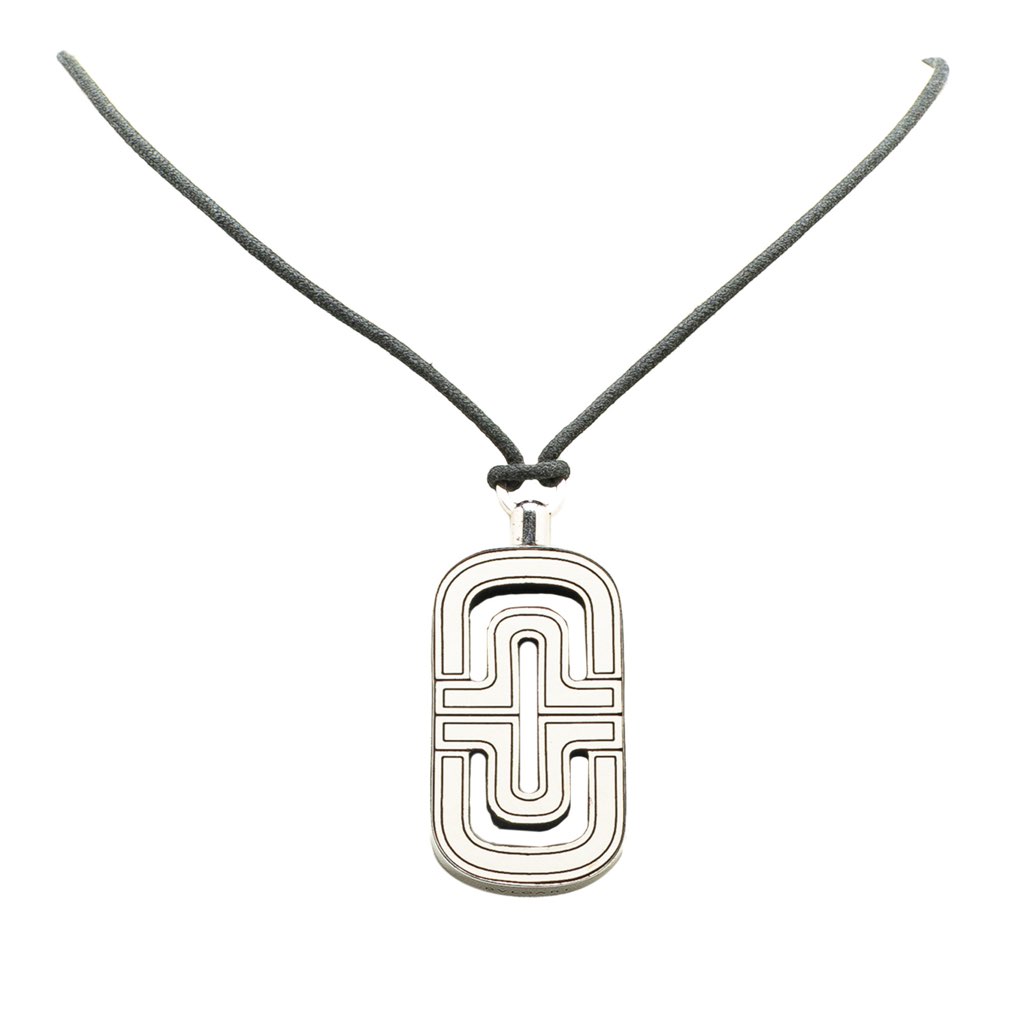 Bvlgari Sterling Silver Resin Parentesi Pendant Cord Necklace