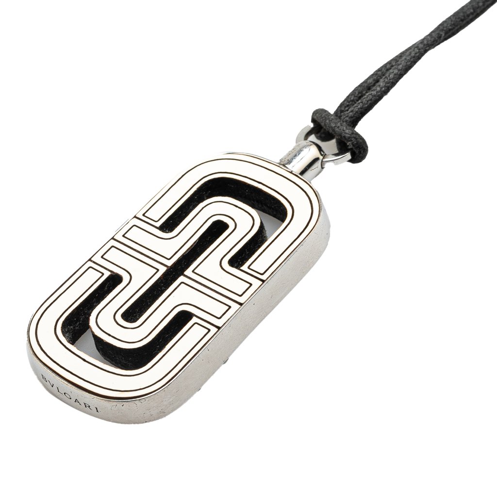 Bvlgari Sterling Silver Resin Parentesi Pendant Cord Necklace - 2