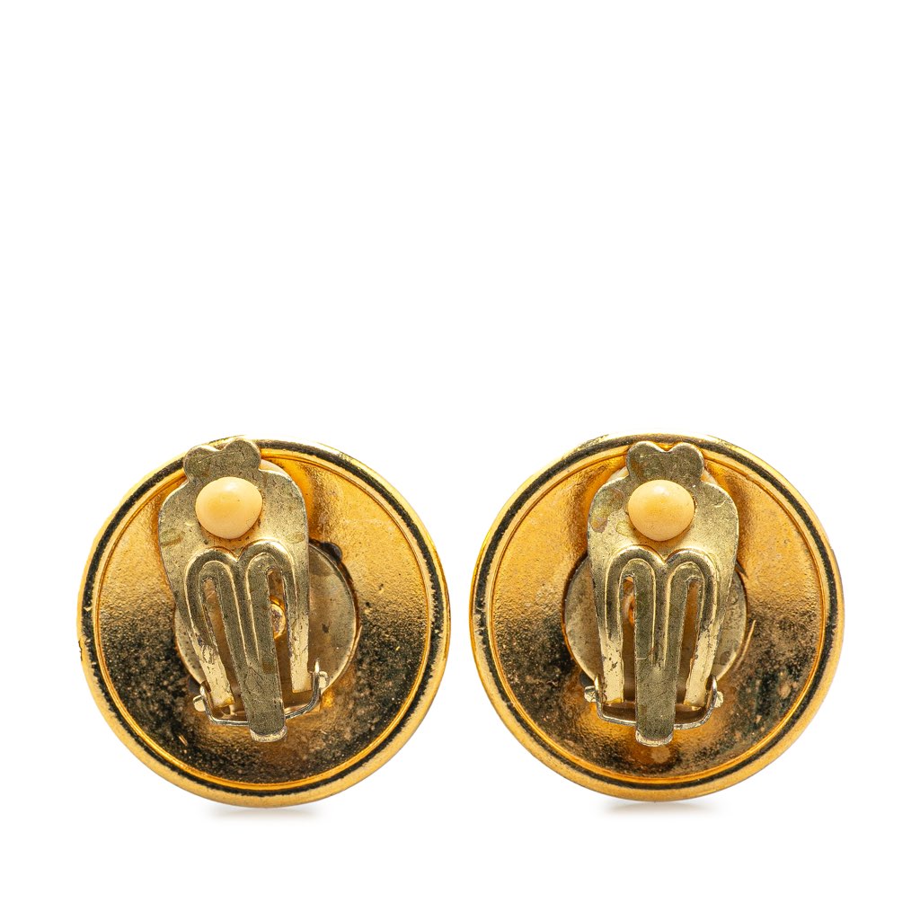 Hermès Gold Plated Horn Sellier Clip On Earrings - 3