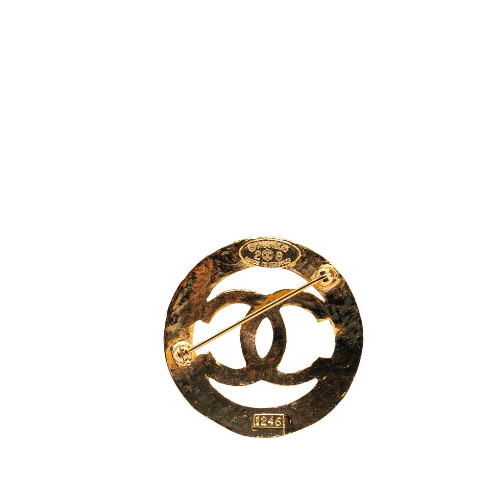 Chanel Gold Plated CC Brooch - Back view