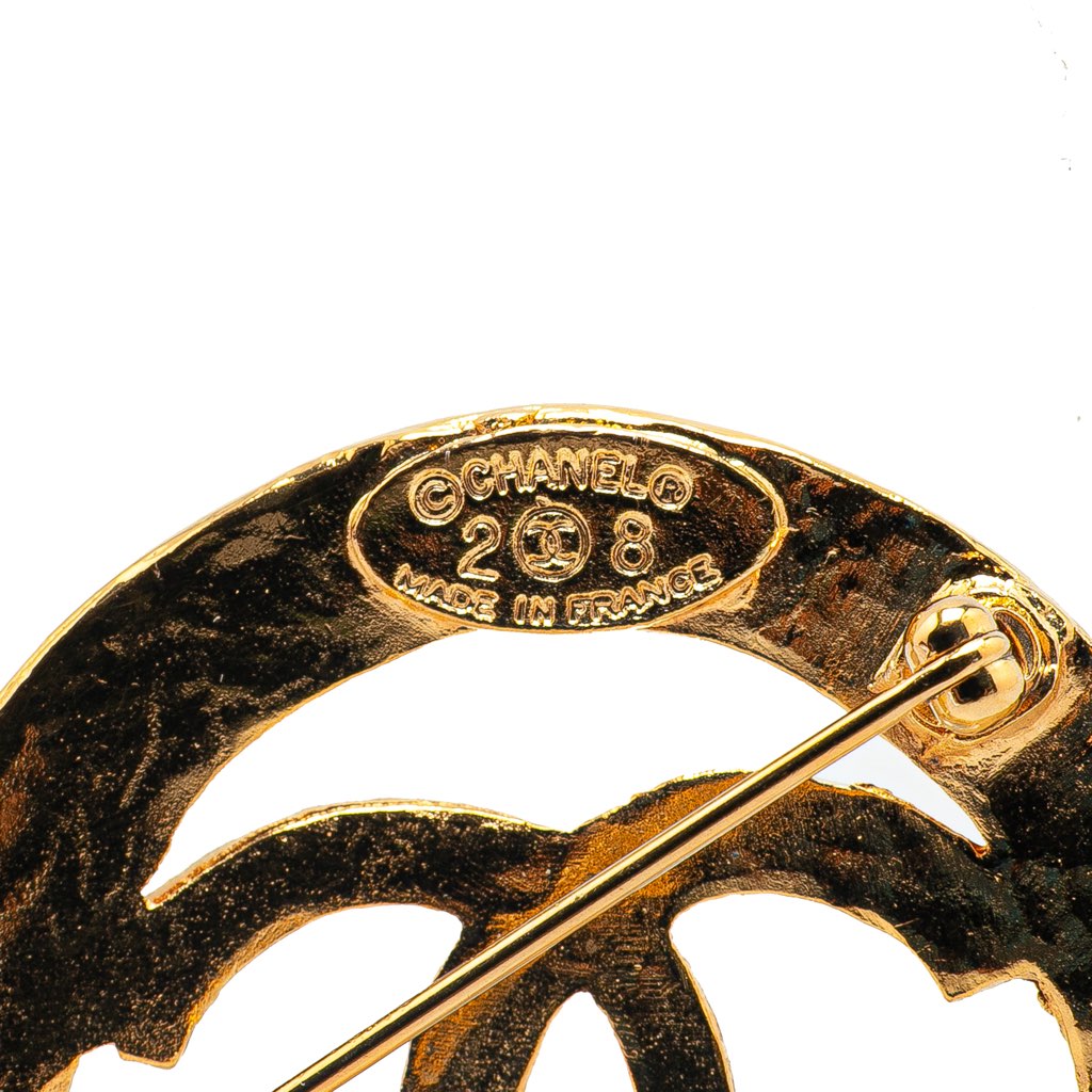 Chanel Gold Plated CC Brooch - 4