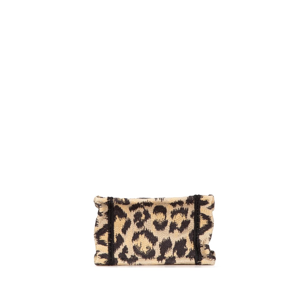 Dior Mizza Mini Embroidered Canvas Leopard Vertical Book Tote - Image 6