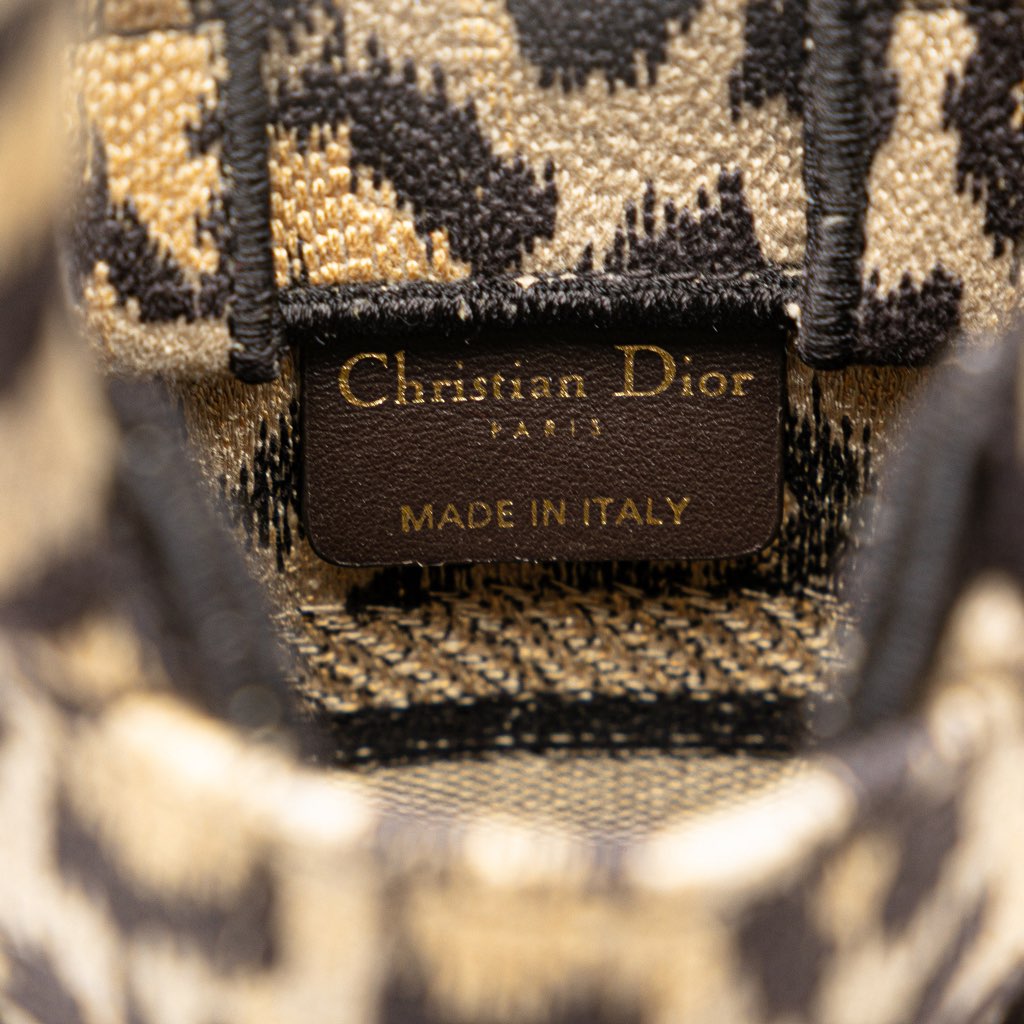 Dior Mizza Mini Embroidered Canvas Leopard Vertical Book Tote - Side view
