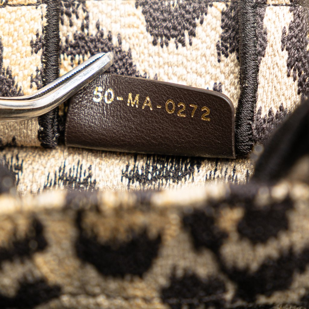 Dior Mizza Mini Embroidered Canvas Leopard Vertical Book Tote - Detail 1