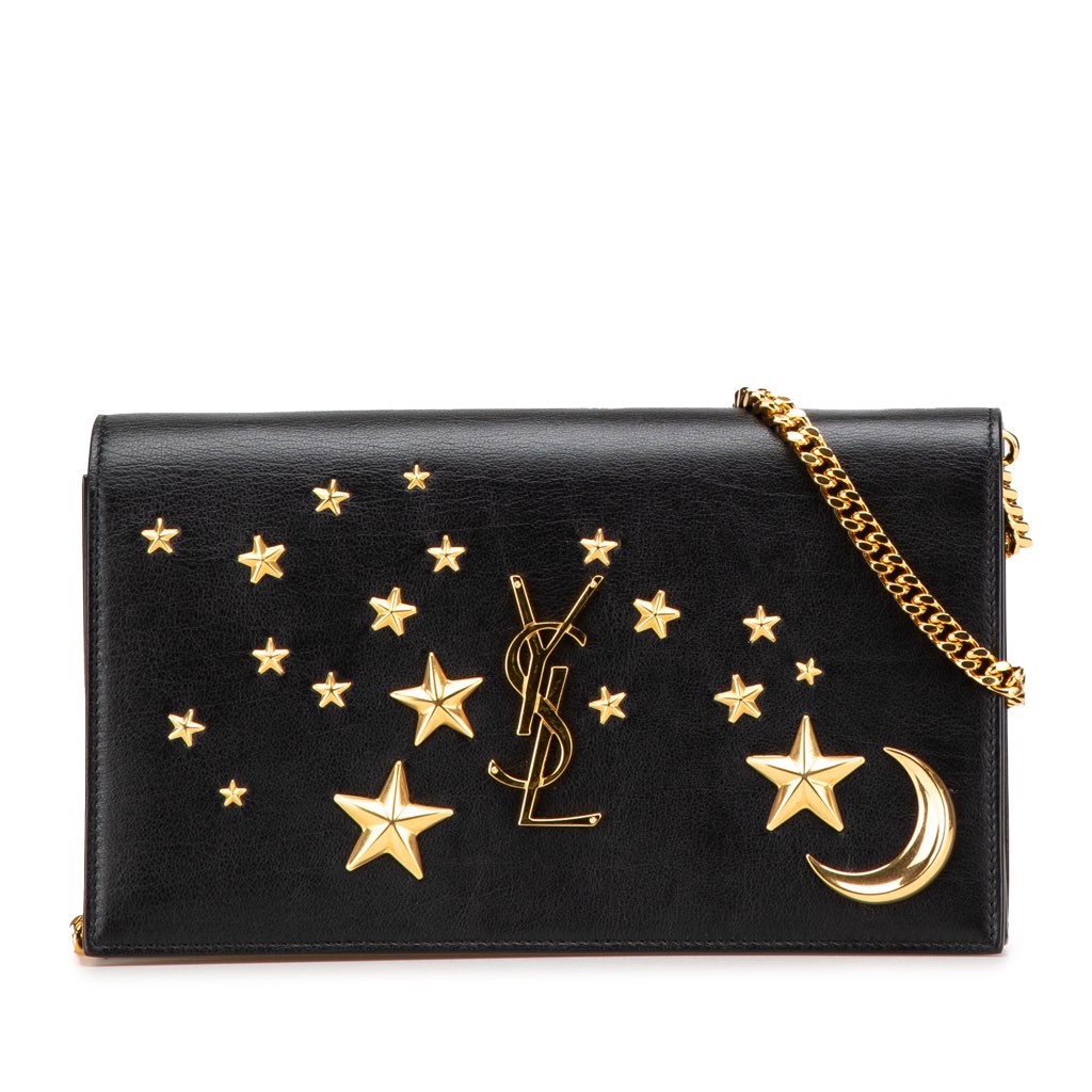 Saint Laurent Leather Moon and Star Monogram Kate Wallet On Chain