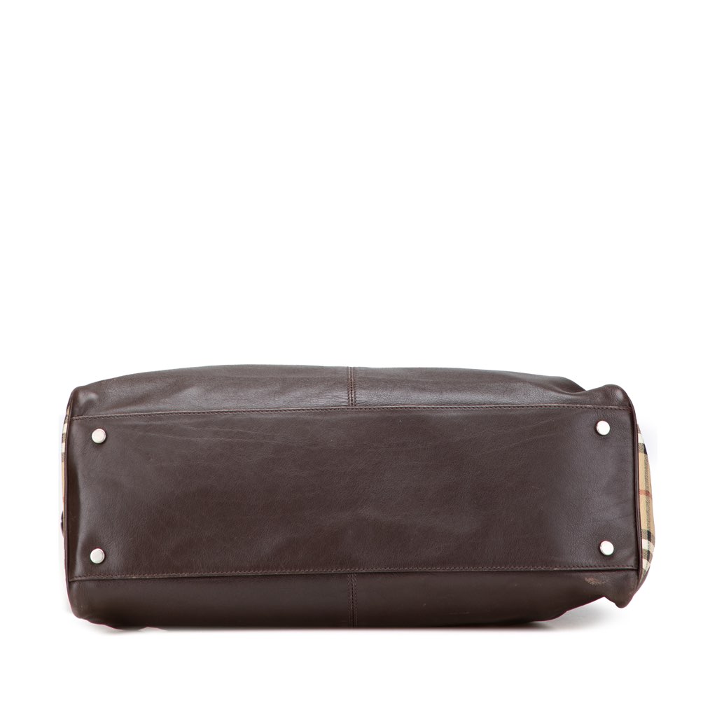 Burberry Medium House Check Trimmed Leather Horn Toggle Tote - 3