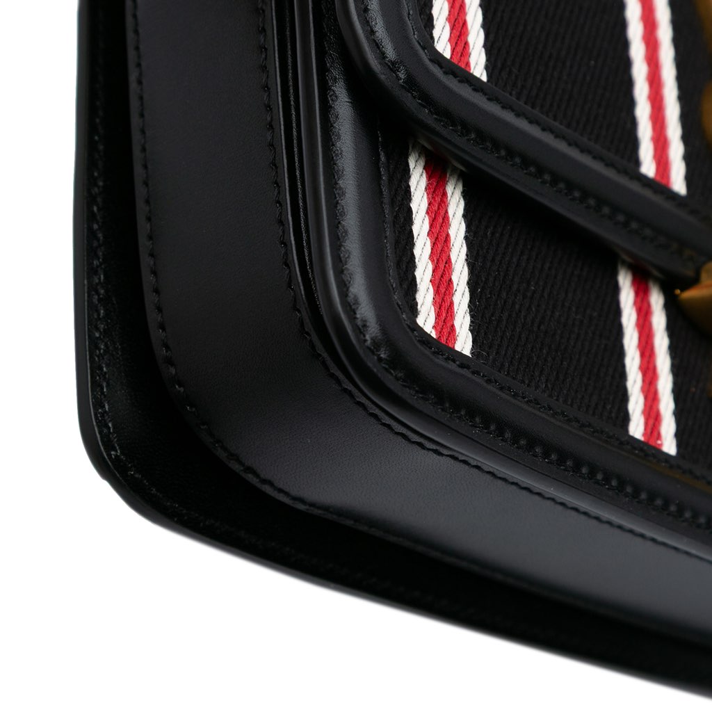 Saint Laurent Small Canvas Striped Solferino Satchel In Box - Detail 2