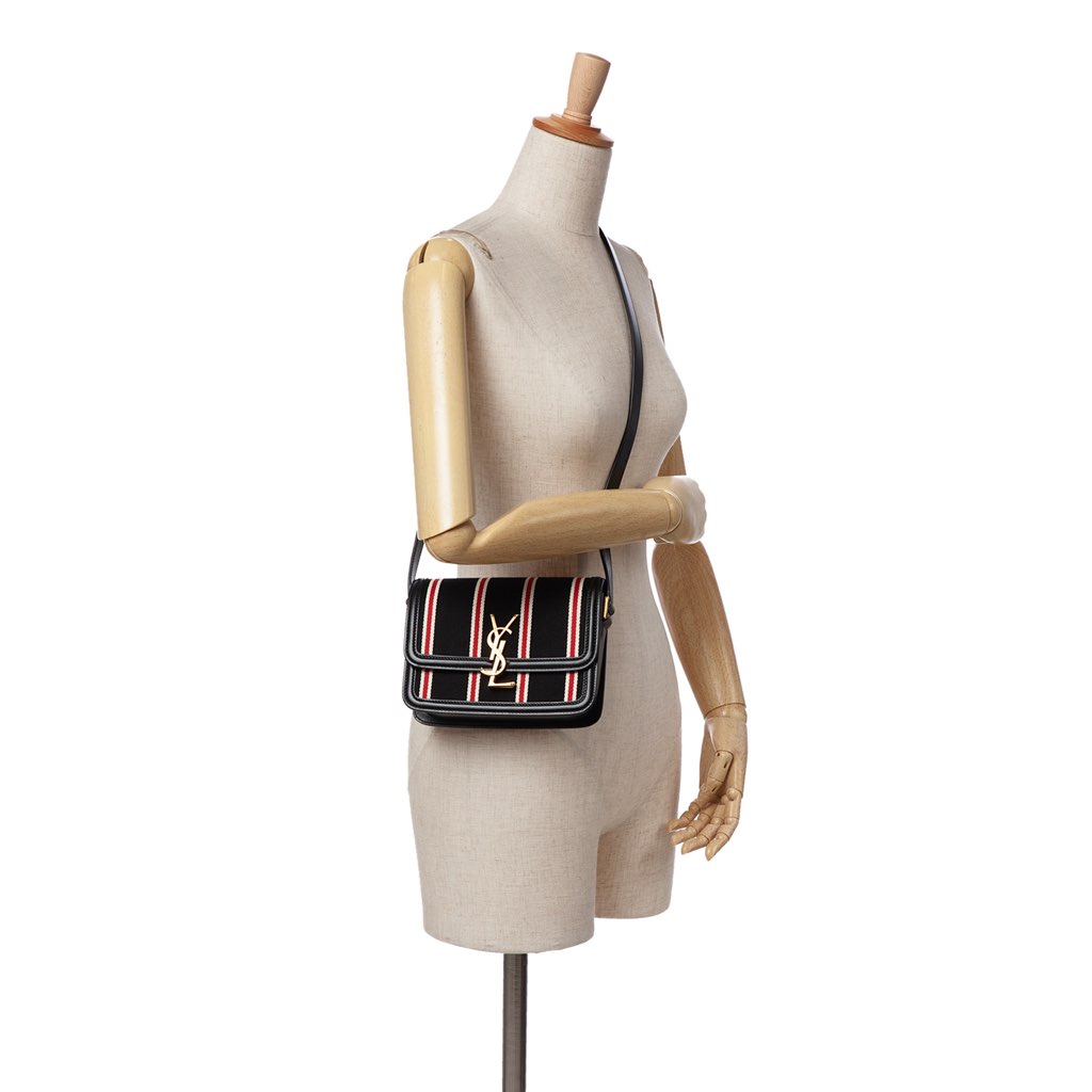 Saint Laurent Small Canvas Striped Solferino Satchel In Box - Image 11