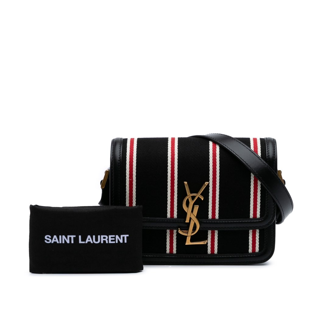 Saint Laurent Small Canvas Striped Solferino Satchel In Box - Image 12