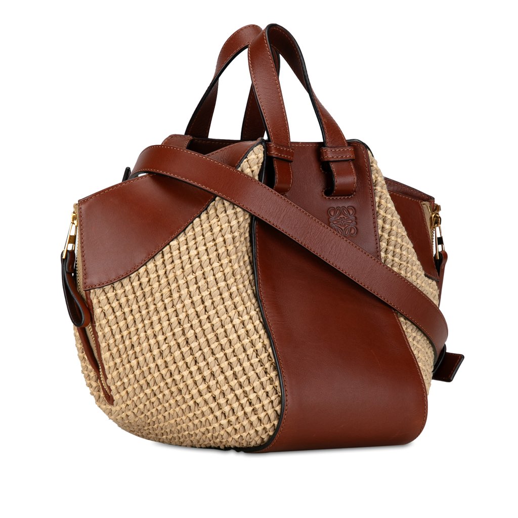 Loewe Small Leather and Raffia Hammock Bag - 2
