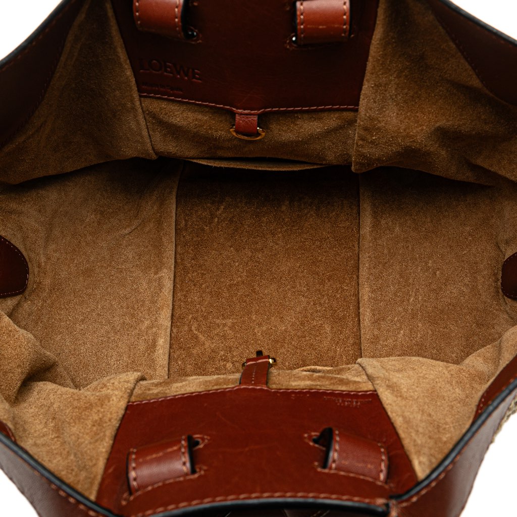 Loewe Small Leather and Raffia Hammock Bag - 5