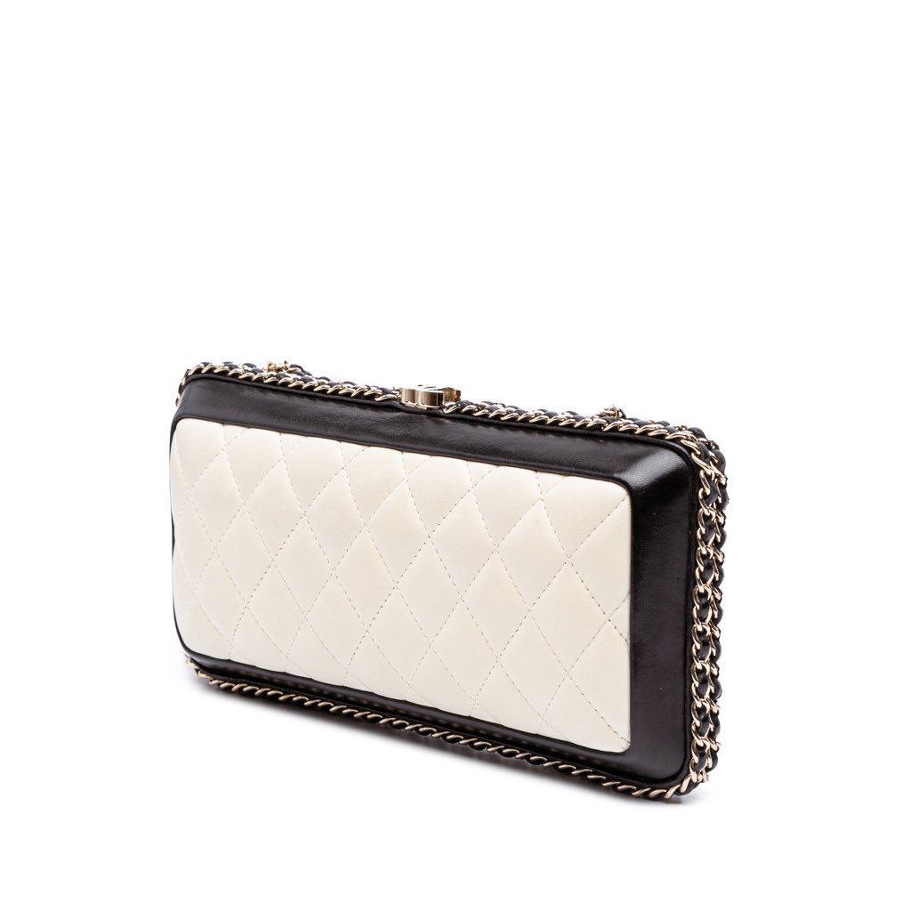 Chanel Bicolor Quilted Lambskin Chain Around Clutch - 2