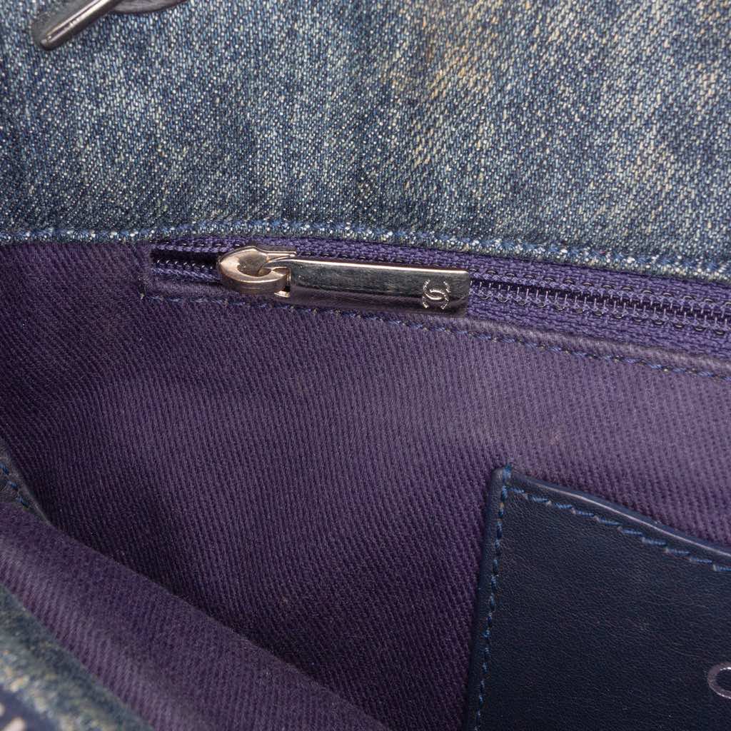 Chanel Denim Camellia Embroidered Shopping Tote - 5