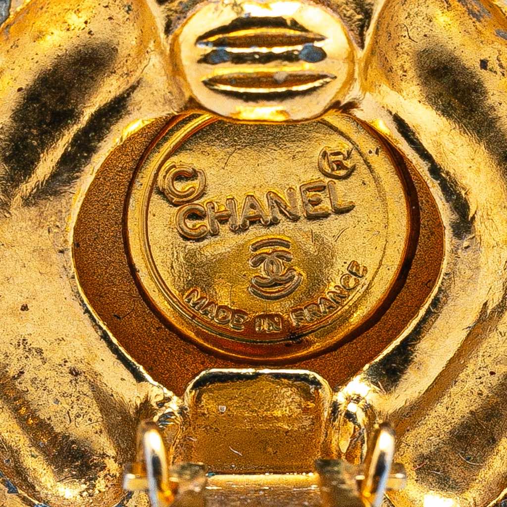 Chanel Gold Plated Diamond Crystal Clip on Earrings - 3