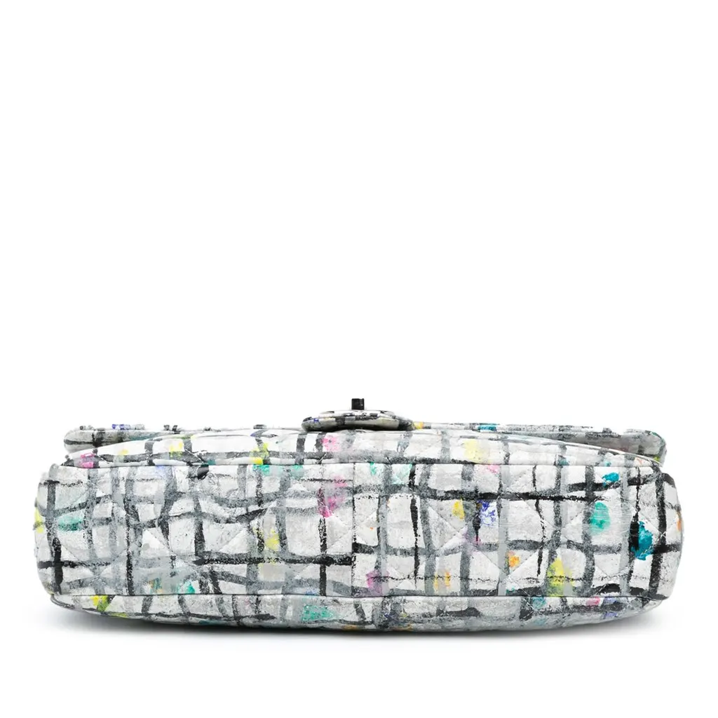 Chanel Medium Calfskin Hand Painted Graffiti Flap White Leather Good - Inside View