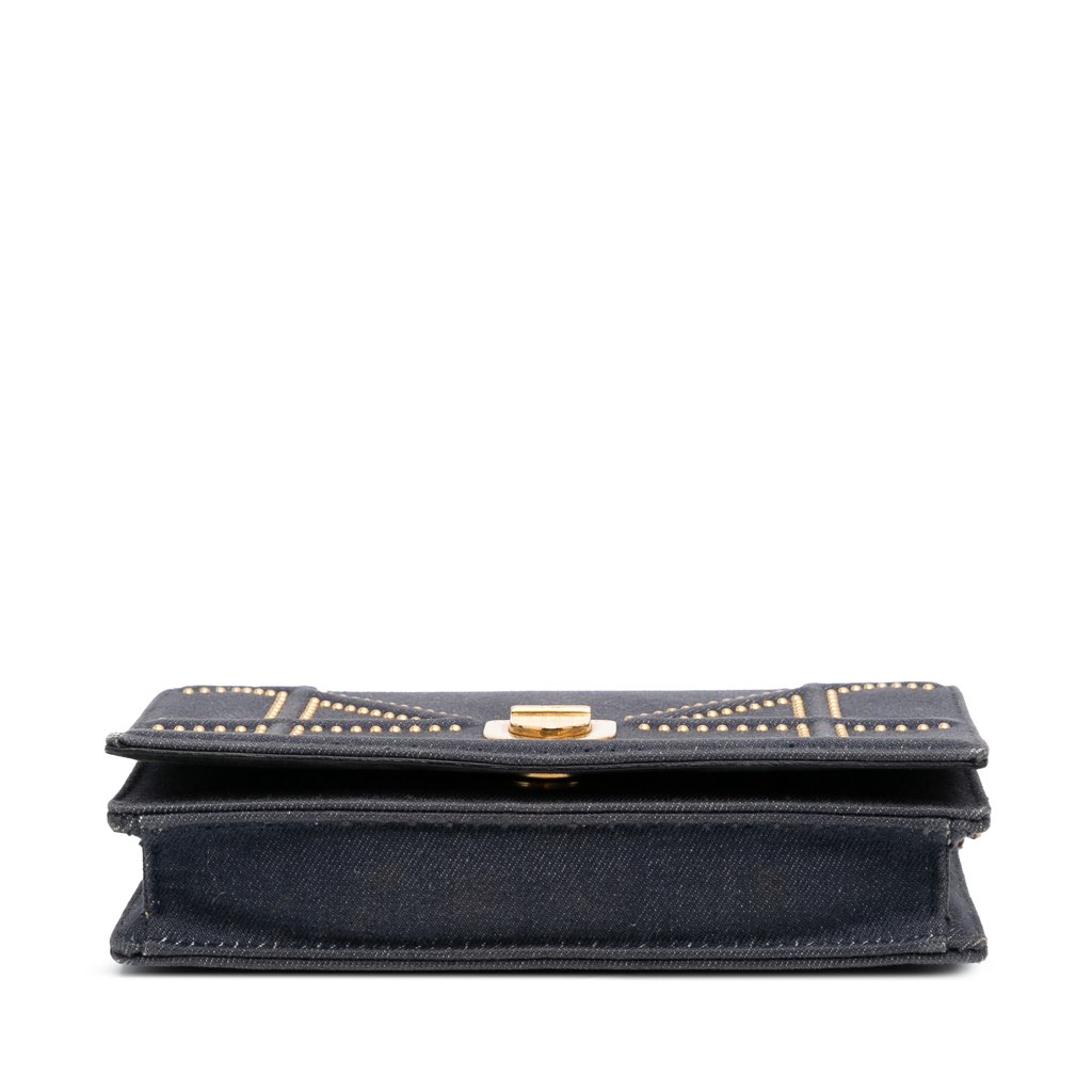 Dior Studded Denim Diorama Wallet on Chain - 3