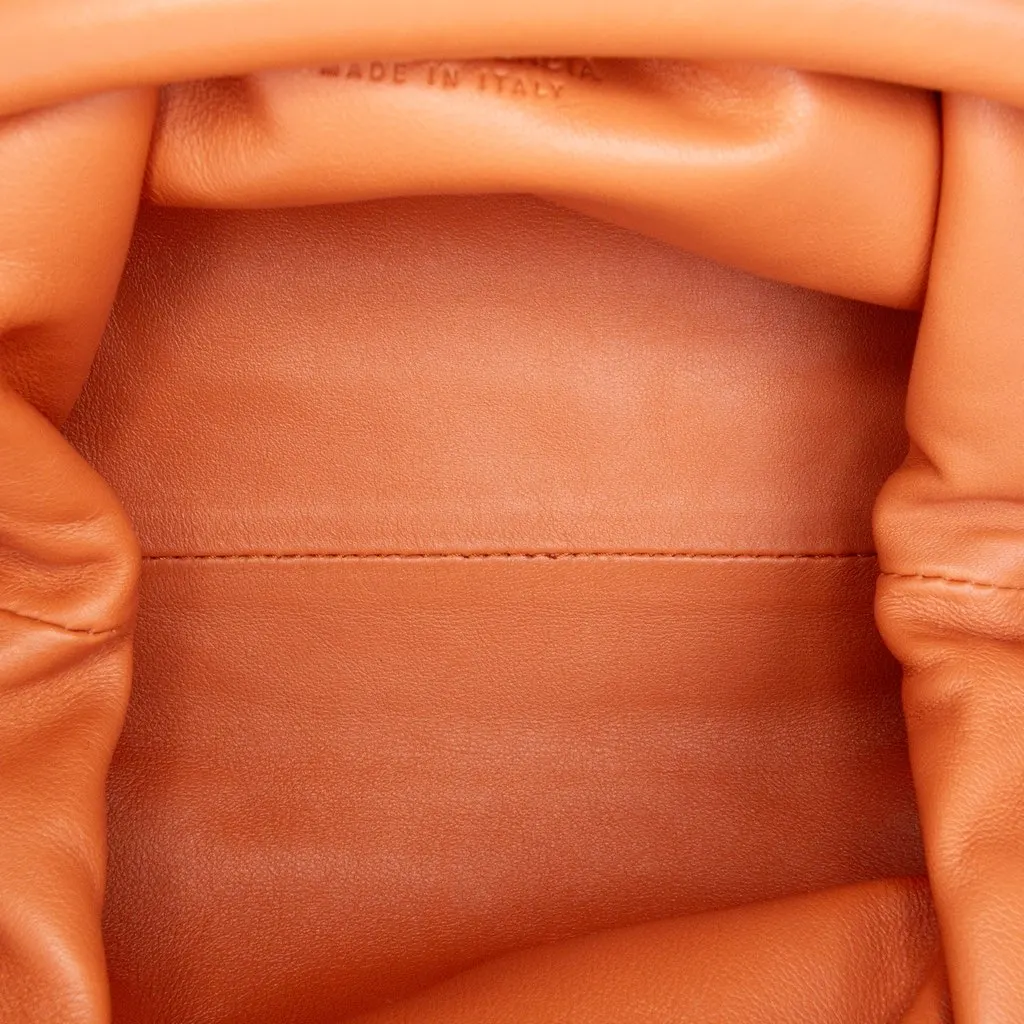 Bottega Veneta Lambskin The Mini Pouch Crossbody Orange Leather Good - Model View