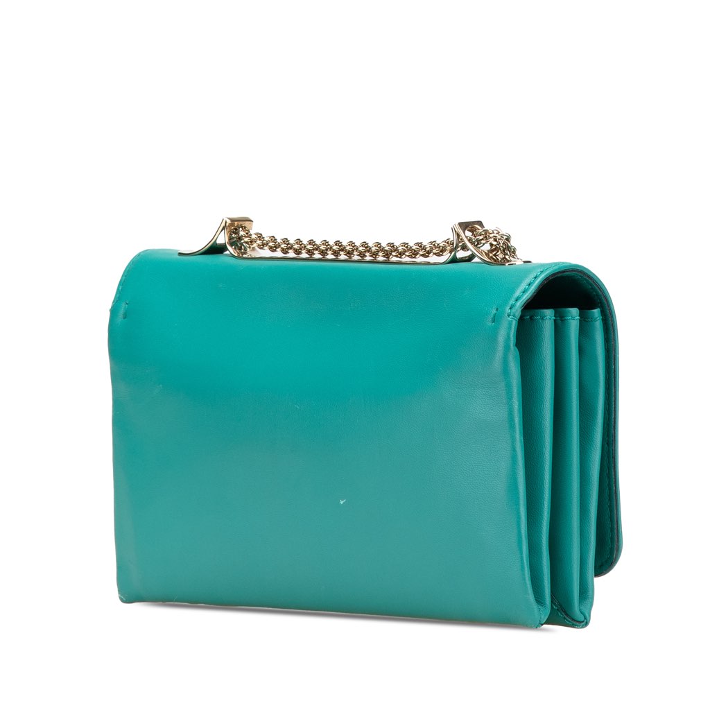 Valentino Leather Rockstud Va Va Voom Clutch on Chain - 2