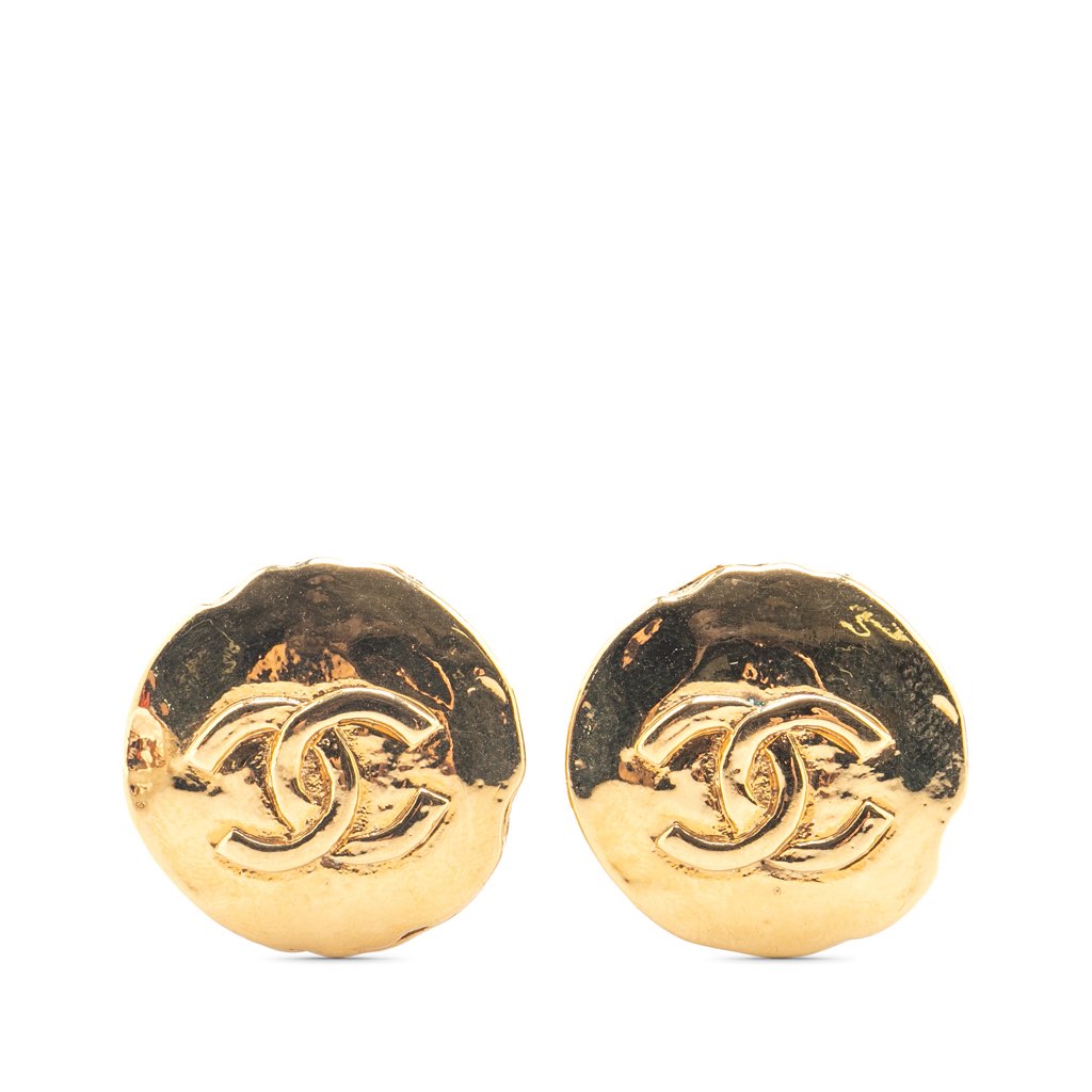 Chanel Gold Plated CC Clip On Earrings