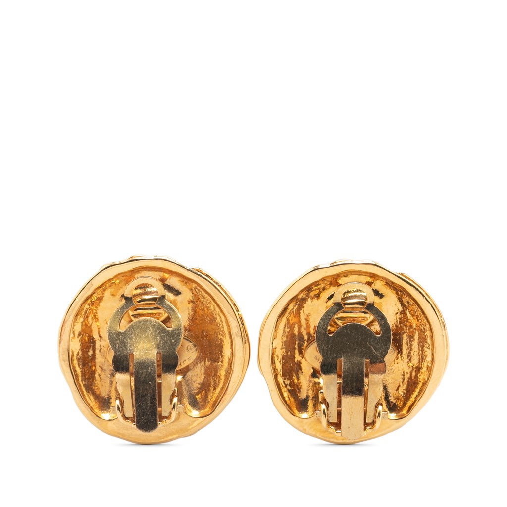 Chanel Gold Plated CC Clip On Earrings - 2