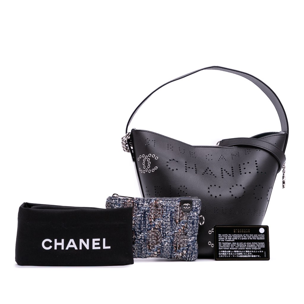 Chanel Calfskin and Tweed Small Piercing Light Bucket Bag - Image 14