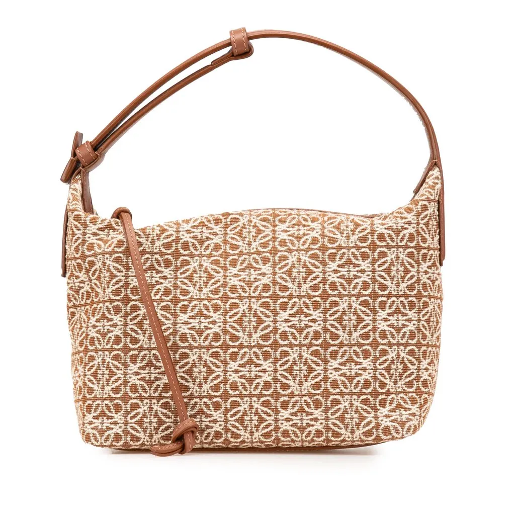 Loewe Small Anagram Canvas Cubi Bag Brown Canvas Good - Front View