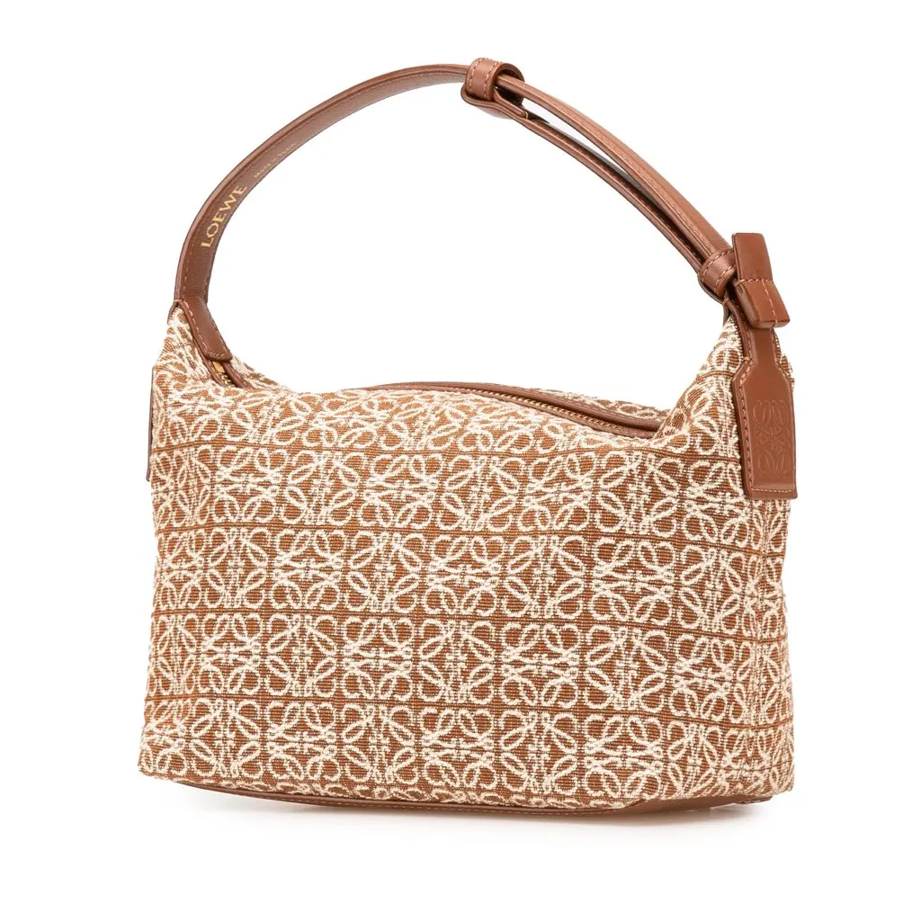 Loewe Small Anagram Canvas Cubi Bag Brown Canvas Good - Back View