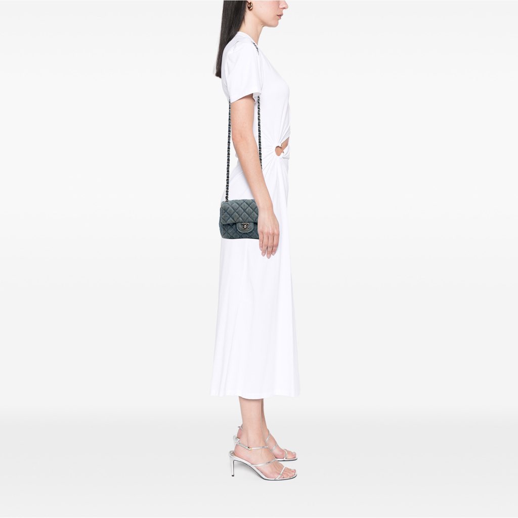 Chanel Mini Square CC Quilted Denim Single Flap - Image 13