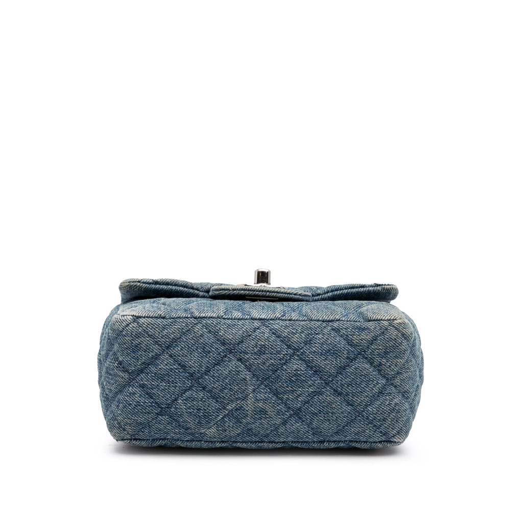 Chanel Mini Square CC Quilted Denim Single Flap - Image 6