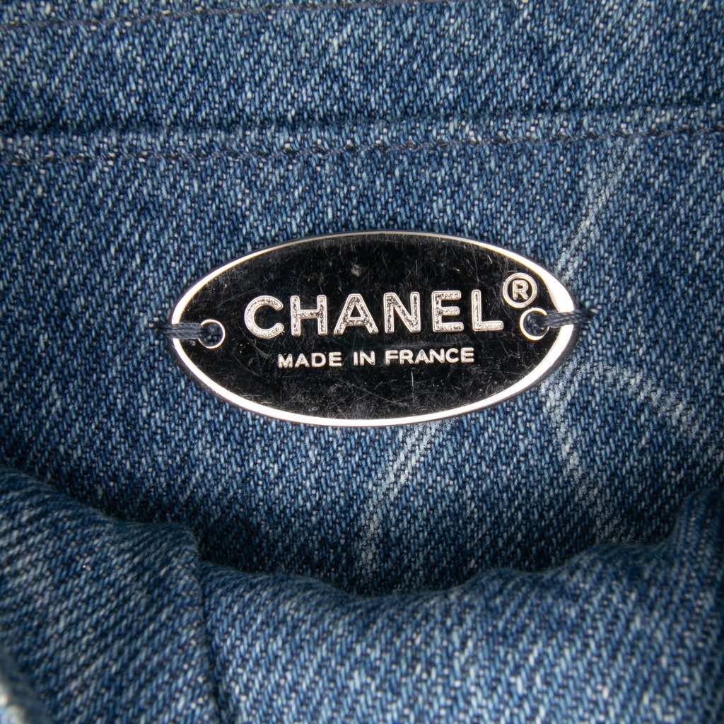 Chanel Mini Square CC Quilted Denim Single Flap - Side view