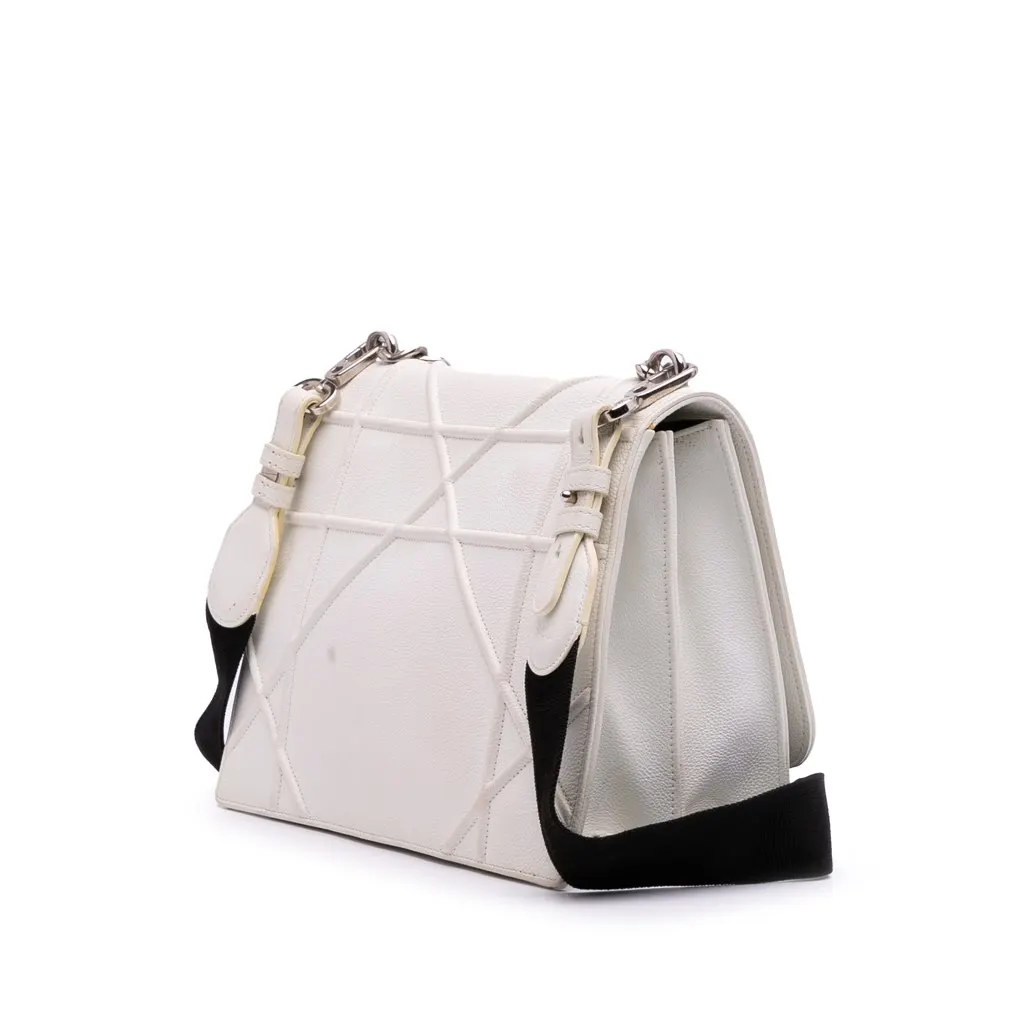 Dior Large Grained Calfskin Diorama Satchel White Leather Very good - Back View