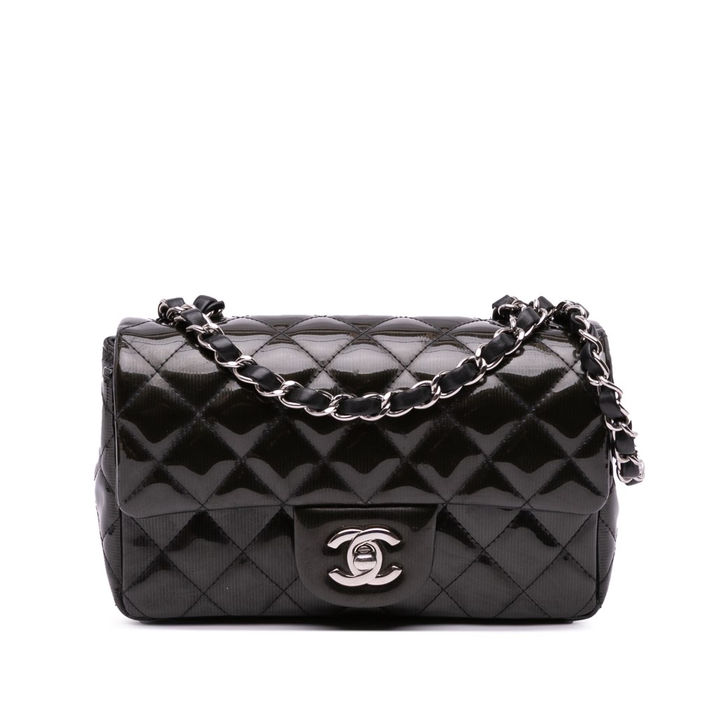 Chanel Mini Rectangular Classic Striped Patent Single Flap