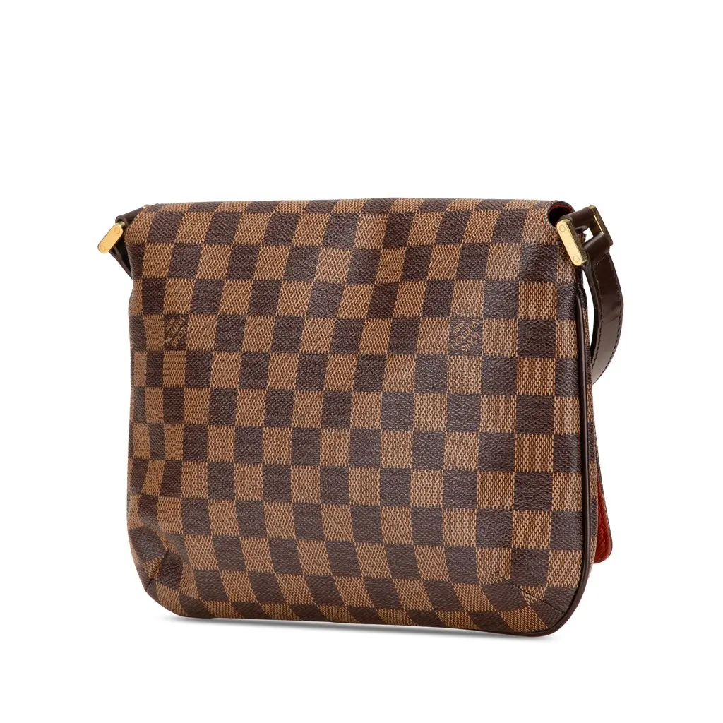 Louis Vuitton Damier Ebene Musette Tango Long Strap Brown Canvas Good - Back View